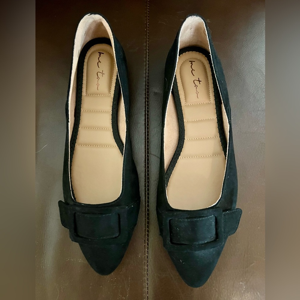 Me Too Black Flats with Buckle Detail